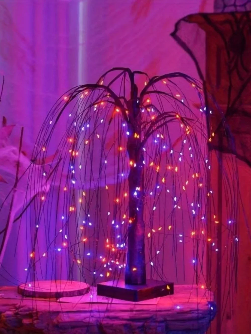 LED Light. Wicker Tree with Purple & Orange Color & Pattern Changing LEDS. - Picture 4 of 5